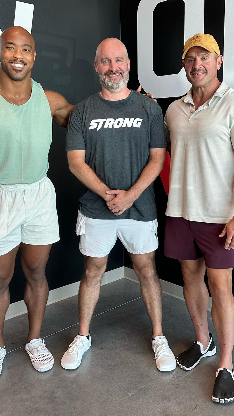 Tom Segura wearing Icarus Ascent barefoot shoe on the Power Bell podcast